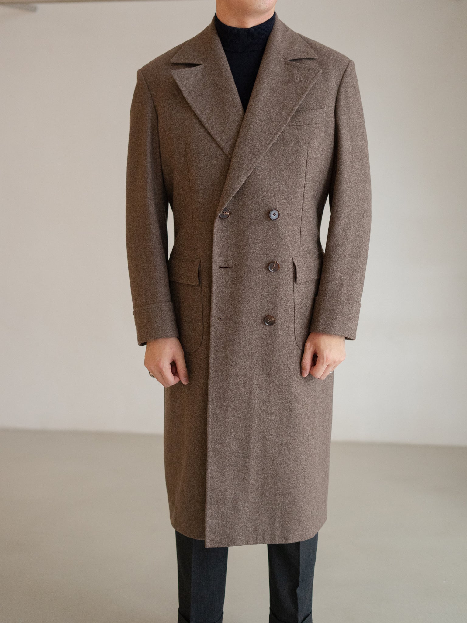 Leichtfried Loden Taupe Polo Overcoat